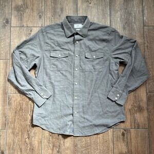 Southern Tide Classic Fit Gray‎ Button Up Pearl Snap Long Sleeve Shirt Men's L
